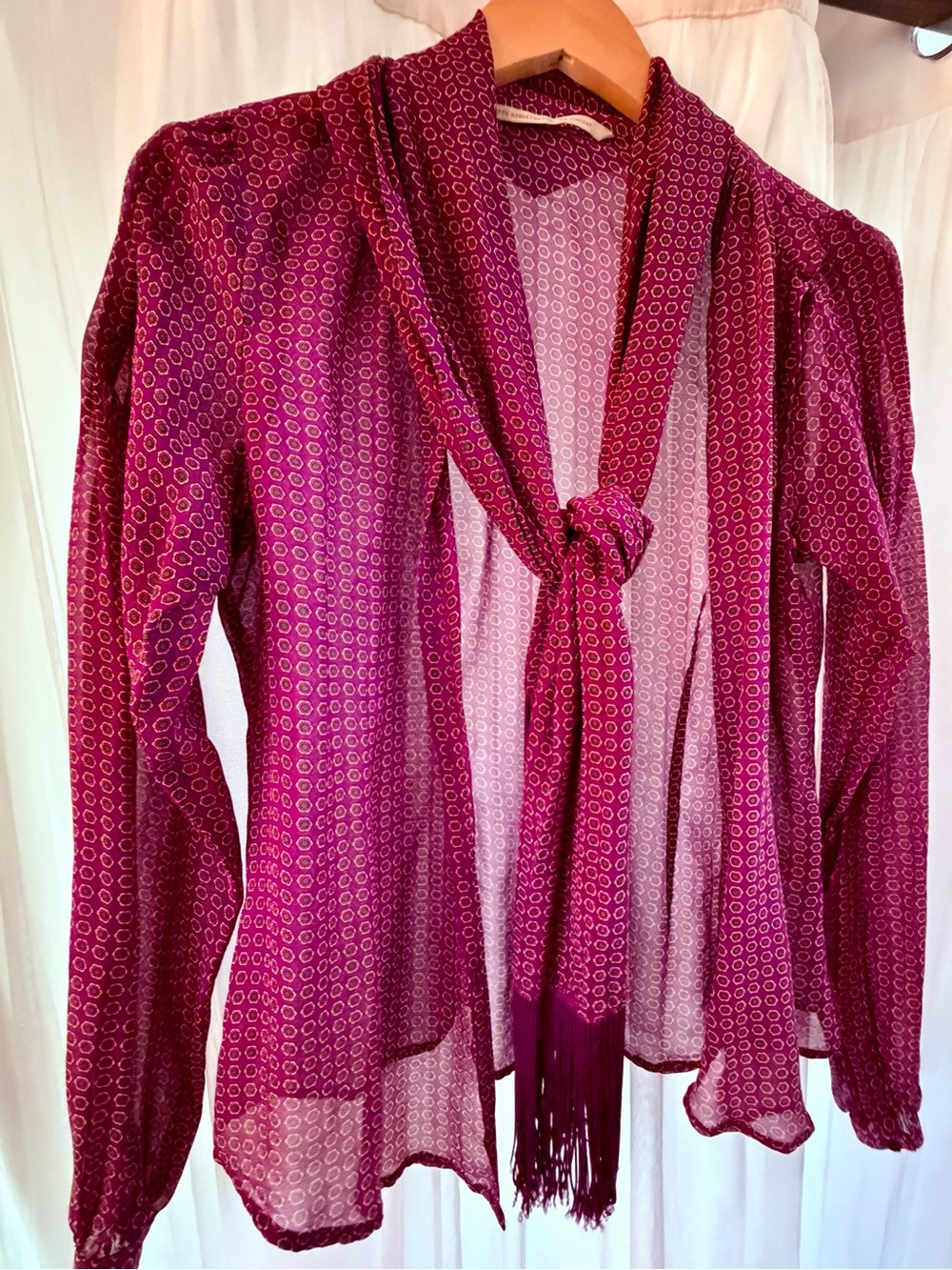 Twelfth Street by Cynthia Vincent Fuchsia Sheer Scarf-Tie Blouse
